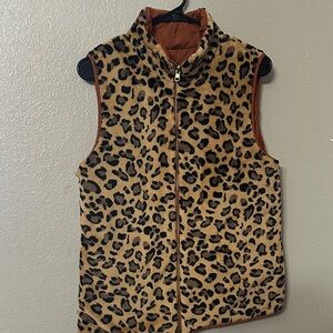 Leopard Print Fleece Vest